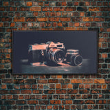 Film Camera Wall Decor, Camera Wall Art, Retro Wall Art, Photography Art, Panoramic Wall Decor, Canvas Print, Wall Art, Framed Canvas Art