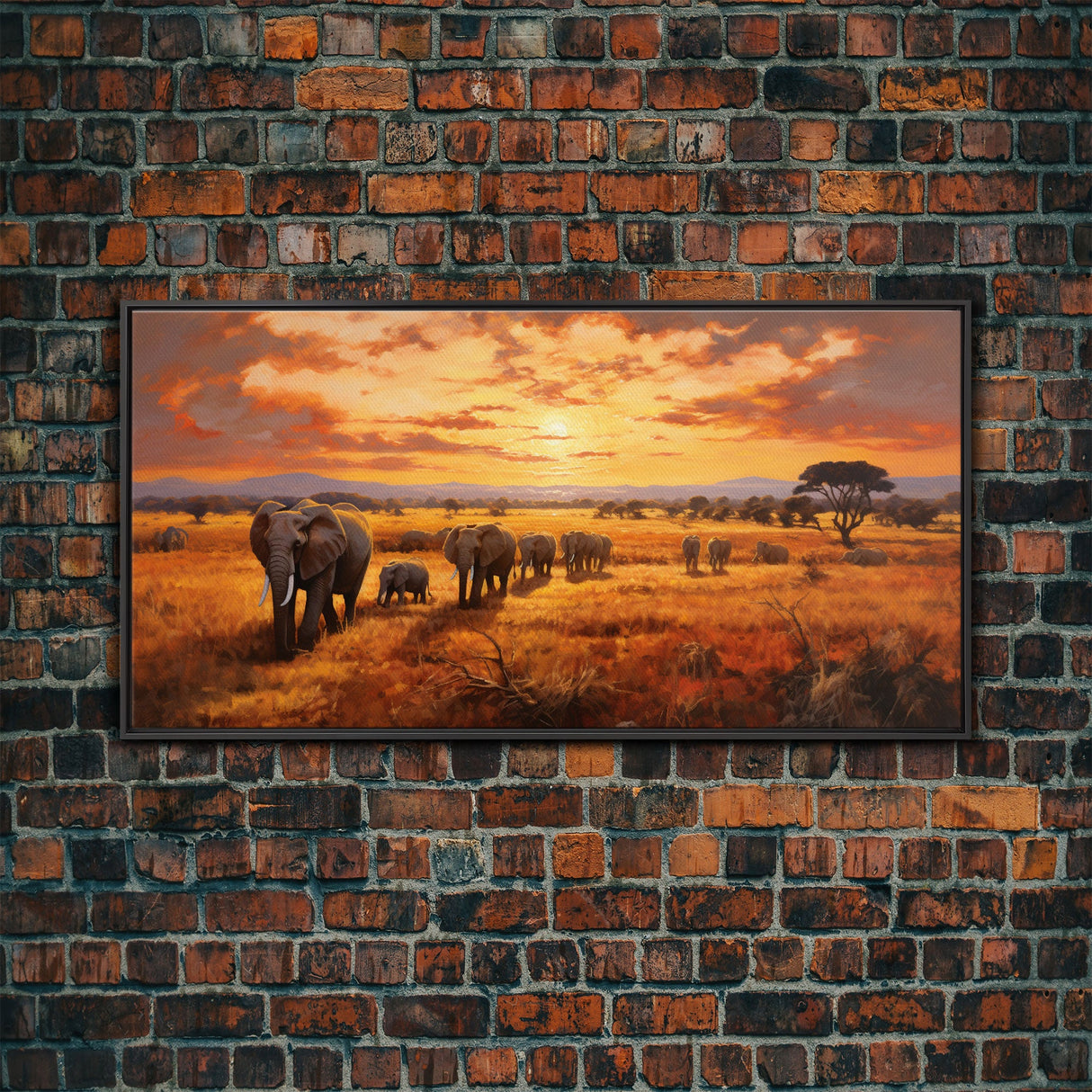 Elephant Wall Art, Animal Art, Safari Wall Art, Panoramic Art, Wall Art, Canvas Art, Landscape Art, Rustic Wall Decor, Military Gift, Prints