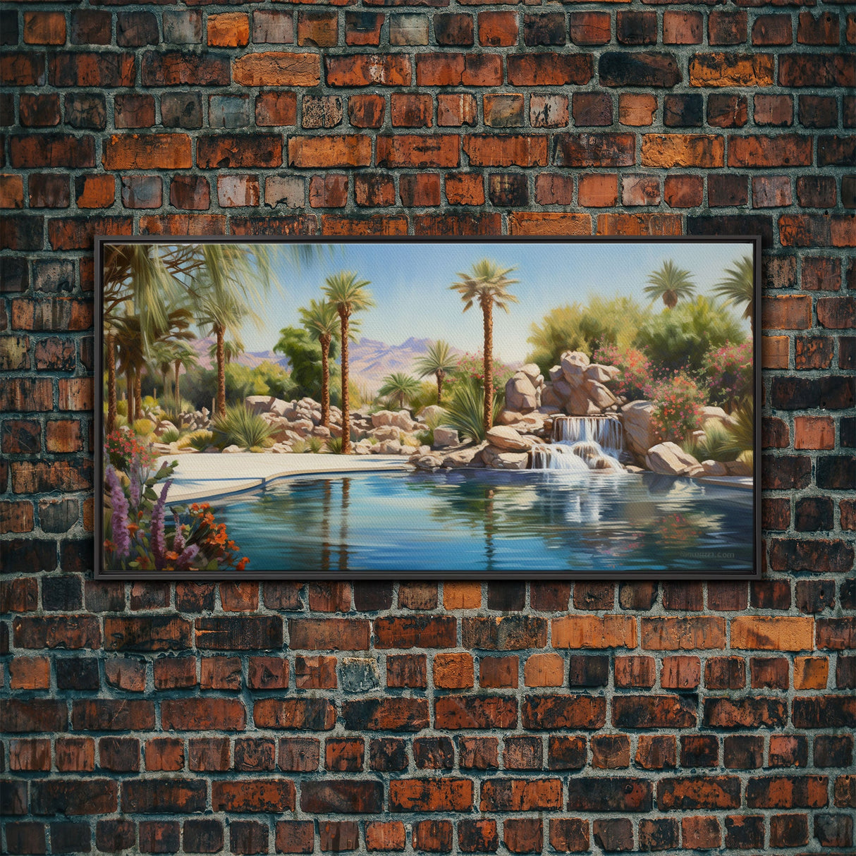 Oasis Wall Art, Palm Trees Art, Lake Art Print, Panoramic Art, Wall Art, Canvas Art, Landscape Art, Gift For Boss, Ranch House Decor