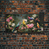 Flowers Wall Art, Animal Wall Art, Bird Art Print, Parrot Painting, Panoramic Art, Wall Art, Canvas Art, Landscape Art, Client Gift, Office