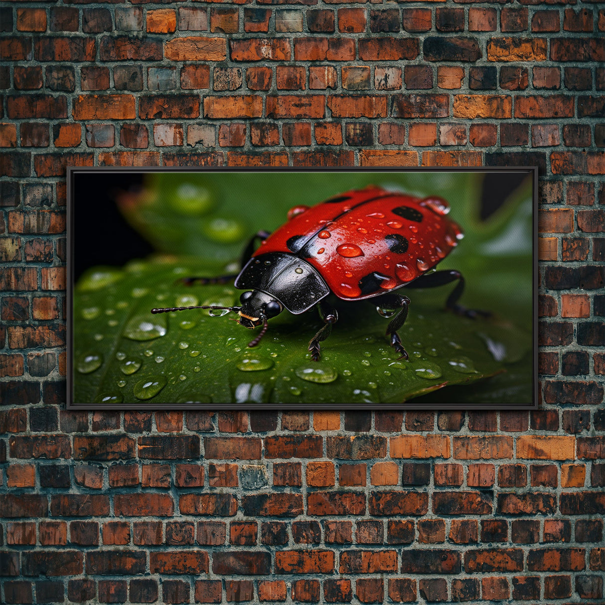 Ladybug, Insect Art, Nature Wall Art, Panoramic Art, Wall Art, Canvas Art, Landscape Art, Rustic Wall Decor, Above Bed Art, Bookshelf Decor