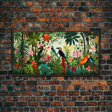 Toucan Wall Art, Tropical Art Print, Bird Art, Animal Art, Panoramic Art, Wall Art, Canvas Art, Landscape Art, Couple Gift, Dorm Room Art