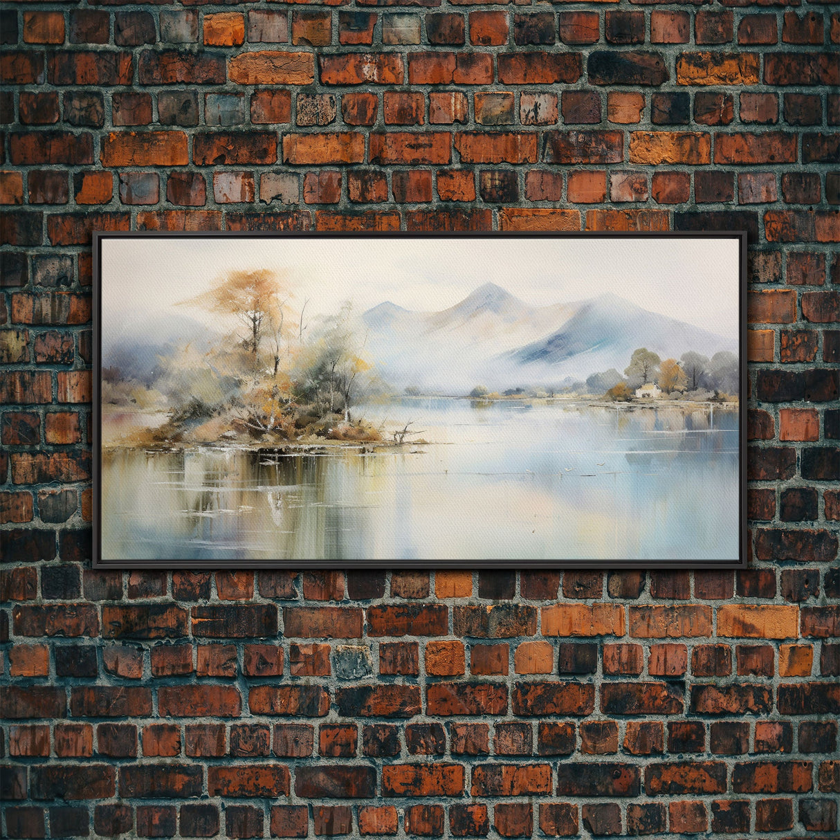 Mountain Wall Art, Lake Art, Misty Lake, Panoramic Art, Wall Art, Canvas Art, Landscape Art, Living Room Wall Art, Home Decor, Ranch Decor