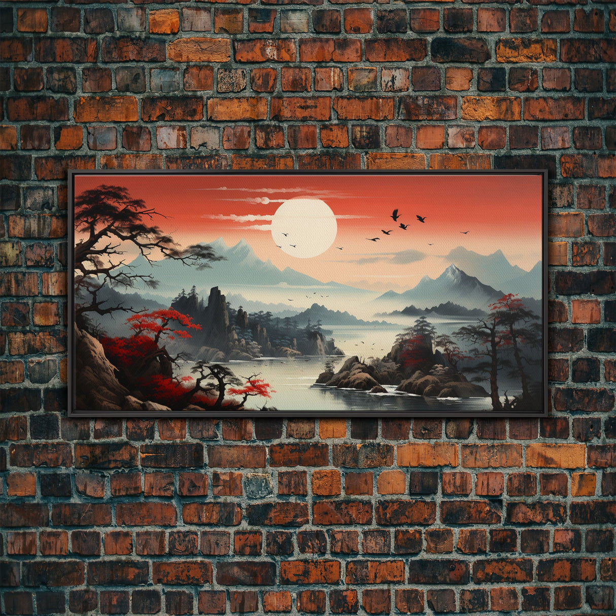 Japanese Art, Sun Wall Art, Asian Wall Art, Japanese Landscape, Panoramic Art, Wall Art, Canvas Art, Landscape Art, Business Gift, Office