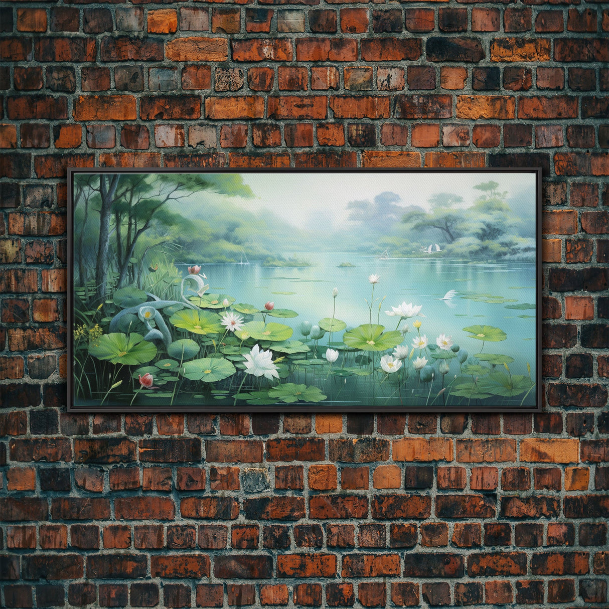 Lake Wall Art, Water Lily Wall Print, Fantasy Art, Panoramic Art, Wall Art, Canvas Art, Landscape Art, Wall Hanging, Client Gift, Ranch Art