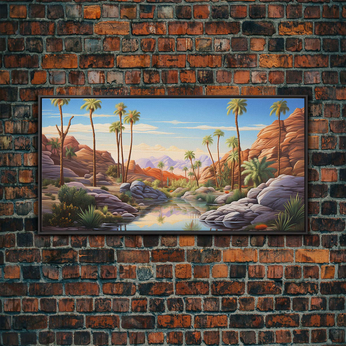 Palm Tree Wall Art, Desert Landscape, Desert Wall Art, Panoramic Art, Wall Art, Canvas Art, Landscape Art, Nature Wall Art,Housewarming Gift