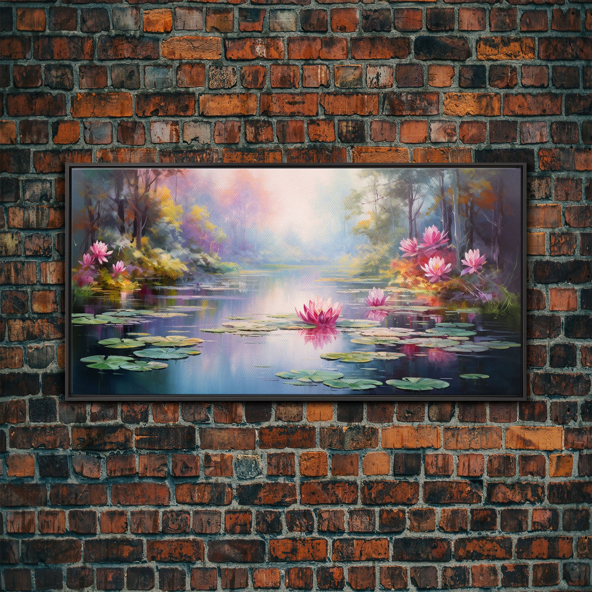 Pond Art, Lake Wall Print, Fantasy Wall Art, Water Lilies Wall Art, Panoramic Art, Wall Art, Canvas Art, Landscape Art, Friendship Gift