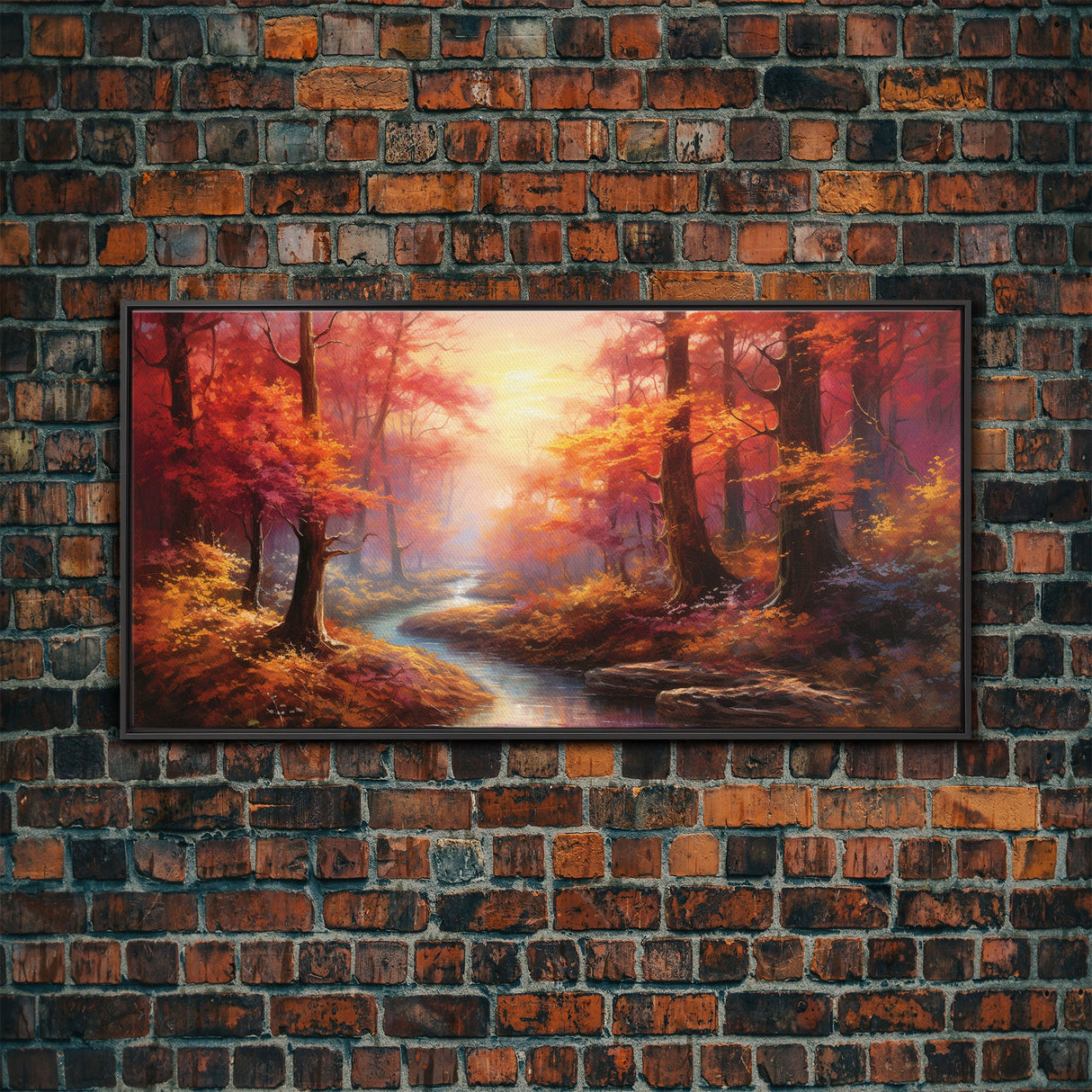 Sunset Wall Art, Forest Wall Art, Autumn Art, River Art, Panoramic Art, Wall Art, Canvas Art, Landscape Art, Couples Gift, Farmhouse Decor