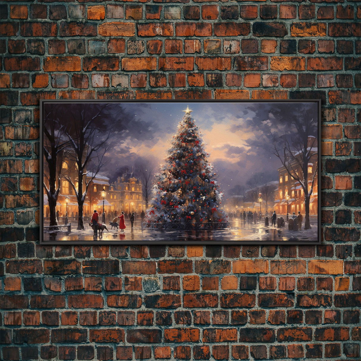 Christmas Village Winter Wonderland Wall Art Framed Canvas Print -  Christmas Wall Art - First Christmas - Christmas Tree Art Holiday Decor