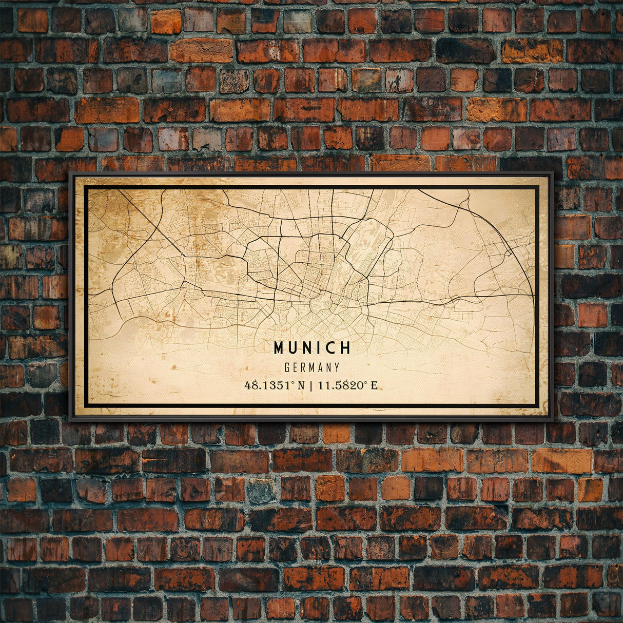 Munich map print poster or framed canvas, Munich Germany map print poster canvas, Munich city map print poster canvas, Vintage Travel Art