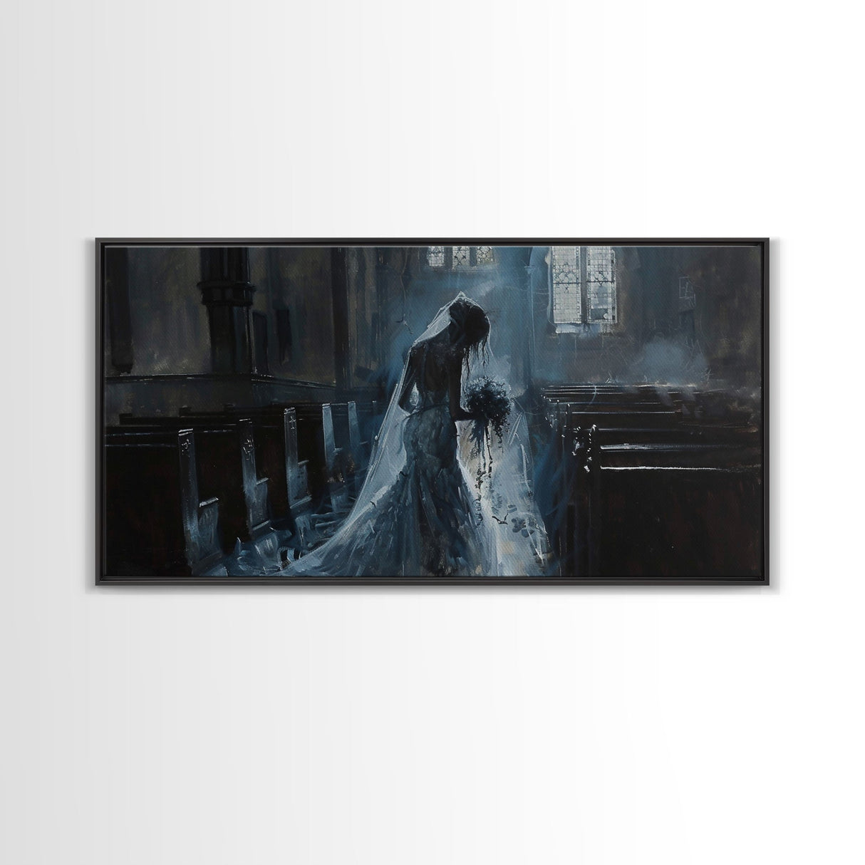 The Ghostly Pride, Framed Canvas Print, Dark Academia Oil Painting, Victorian Style Halloween Art