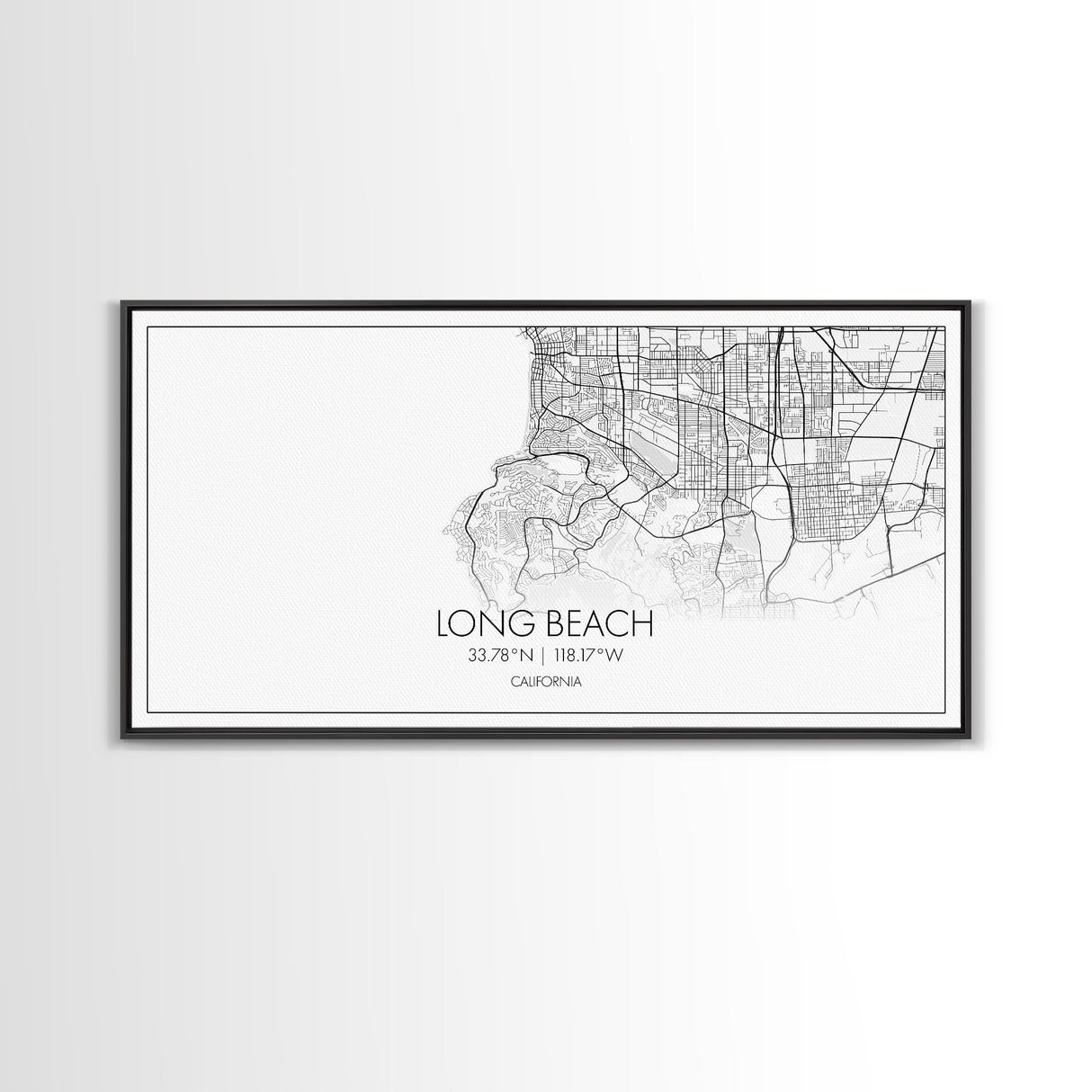 Long Beach City Map, California Map, Map Art, Modern Art, Wall Art, Canvas Art, Beach Home Wall Art, Gift For Her, College Apartment Art