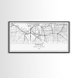 Plano City Map, Texas Art, Map Print, Minimalist Wall Art, Wall Art, Canvas Art, Marketing Gifts, Dorm Wall Art, Cabin Wall Art, Panoramic