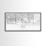 Tempe City Map, Arizona Art, Map Print, Modern Wall Art, Wall Art, Canvas Art, Entryway Prints, Retirement Gifts, Panoramic Art, Room Décor