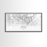 Toledo City Map, Ohio Art, Map Print, Modern Wall Art, Wall Art, Canvas Art, Landscape Art Print, Gift For Boss, Ranch House Décor