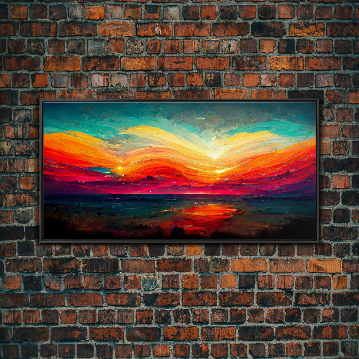 Beautiful sunset canvas print, canvas art, ink painting style, abstract sunset wall art, cool wall art