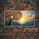 Abstract Wall Art, Nature Wall Print, Mosaic Wall Art, Sunset Art, Canvas Print, Wall Hanging, Landscape Art, Home Office Art, Couples Gift