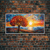 Sunset, Lake Art, Mosaic Wall Art, Abstract Wall Print, Canvas Print, Wall Hanging, Panoramic Art, Bedroom Teen Girl Art, Gifts For Grandma