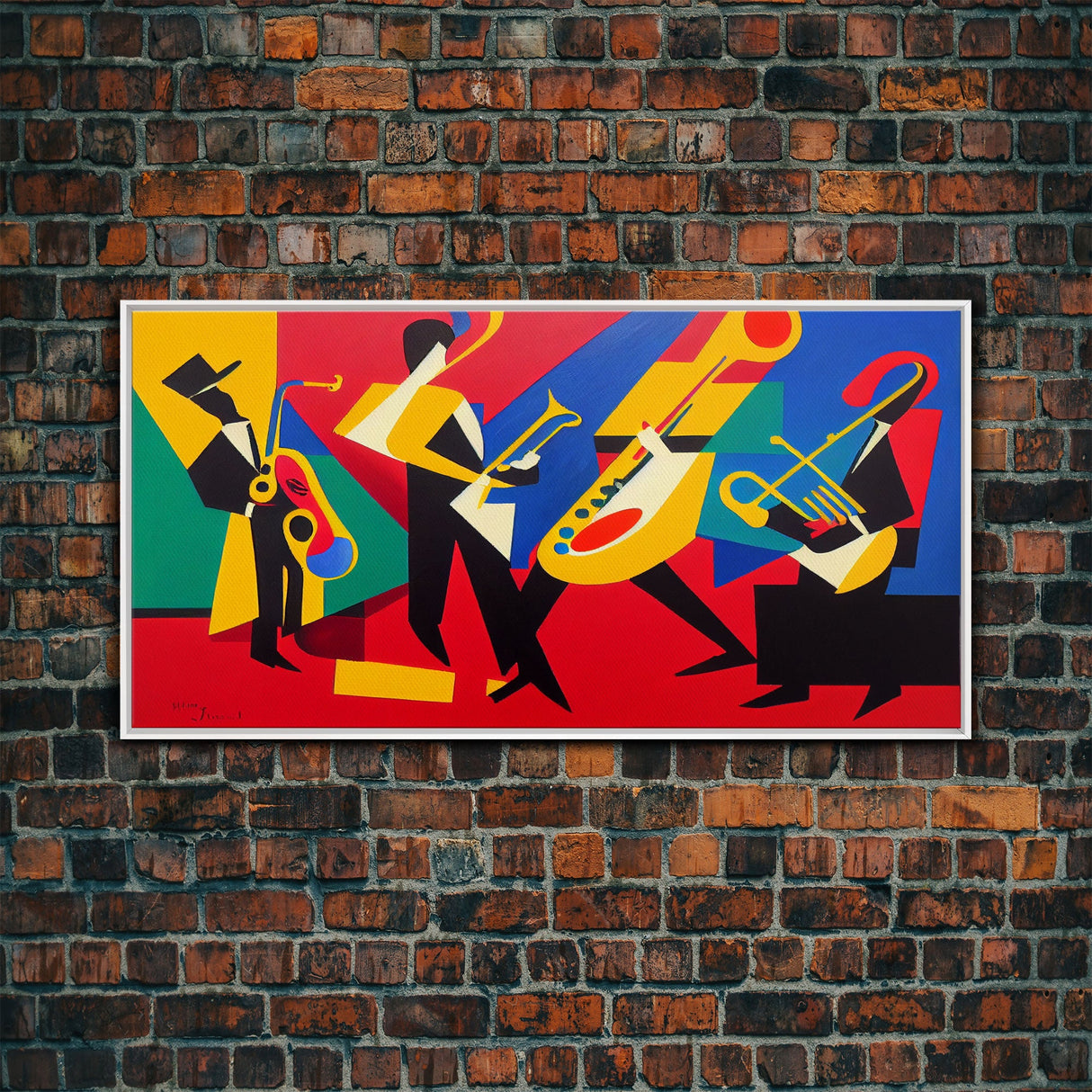 Music wall art, jazz oil painting print, framed canvas print, music gift, jazz club decor, extra large music art, abstract music