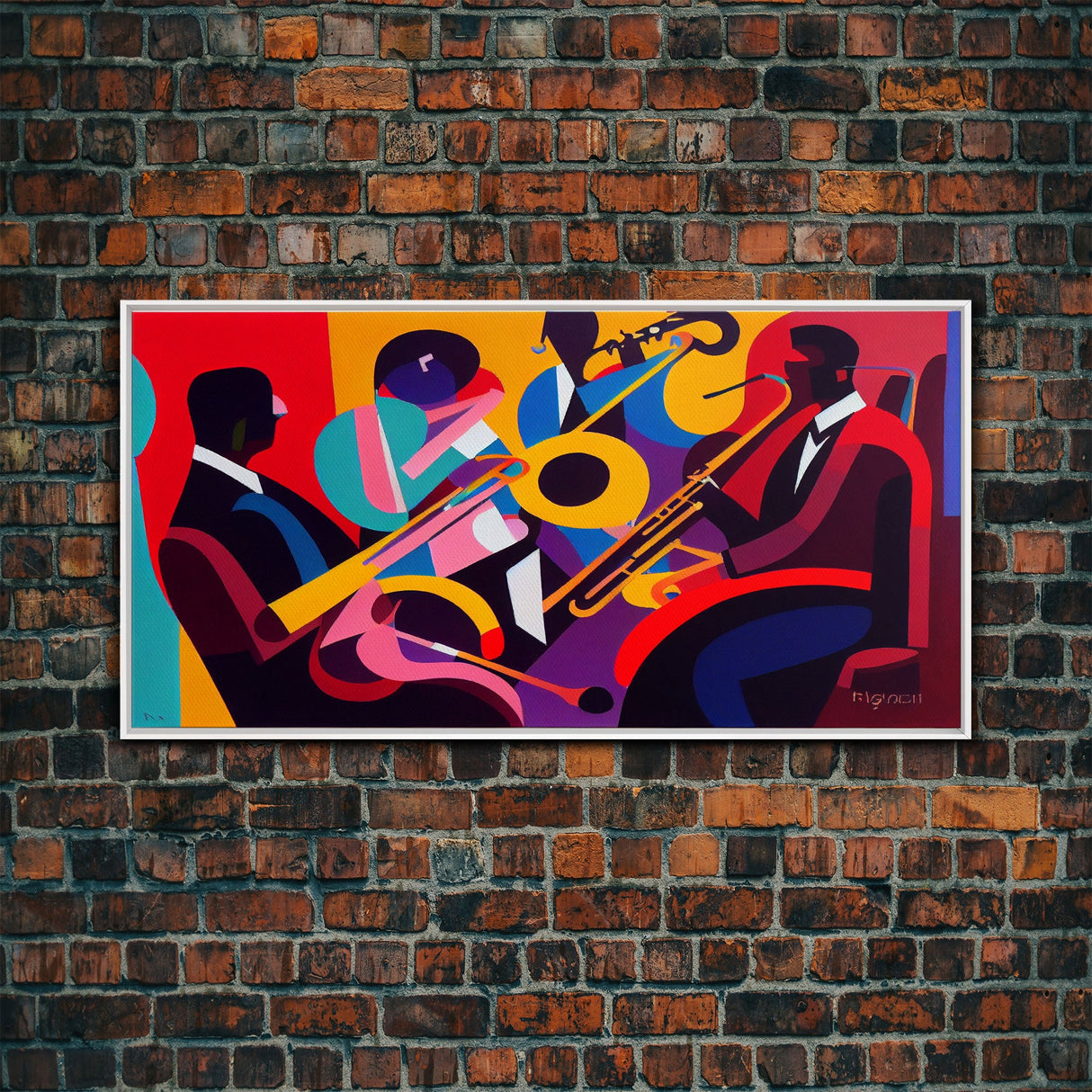 Music wall art, jazz oil painting print, framed canvas print, music gift, jazz club decor, extra large music art, abstract music