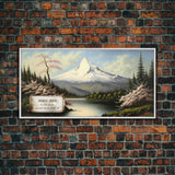 Mount Hood, Oregon Mountains, Travel Poster Wall Art, Framed Canvas Print, American Mountains, Mountain Landscape Painting