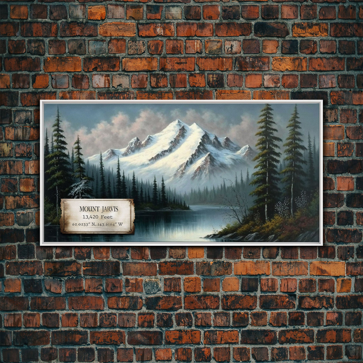 Mount Jarvis, Mountains of Alaska, Travel Poster Wall Art, Framed Canvas Print, American Mountains, Mountain Landscape Painting