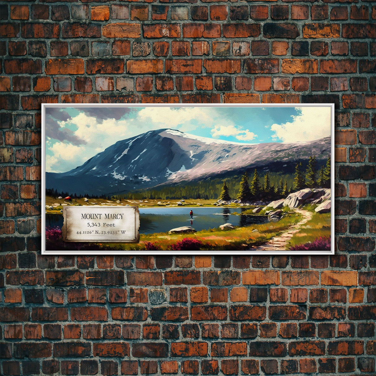 Mount Marcy, Mountains of New York, Travel Poster Wall Art, Framed Canvas Print, American Mountains, Mountain Landscape Painting