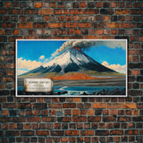 Mount Redoubt, Volcanos of Alaska, Travel Poster Wall Art, Framed Canvas Print, American Mountains, Mountain Landscape Painting