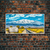 San Gorgonio Mountain, Travel Poster Wall Art, Framed Canvas Print, American Mountains, Mountain Landscape Painting, Mountains of California