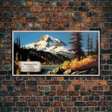 Vermilion Peak, Travel Poster Wall Art, Framed Canvas Print, American Mountains, Mountain Landscape Painting, Mountains of Colorado