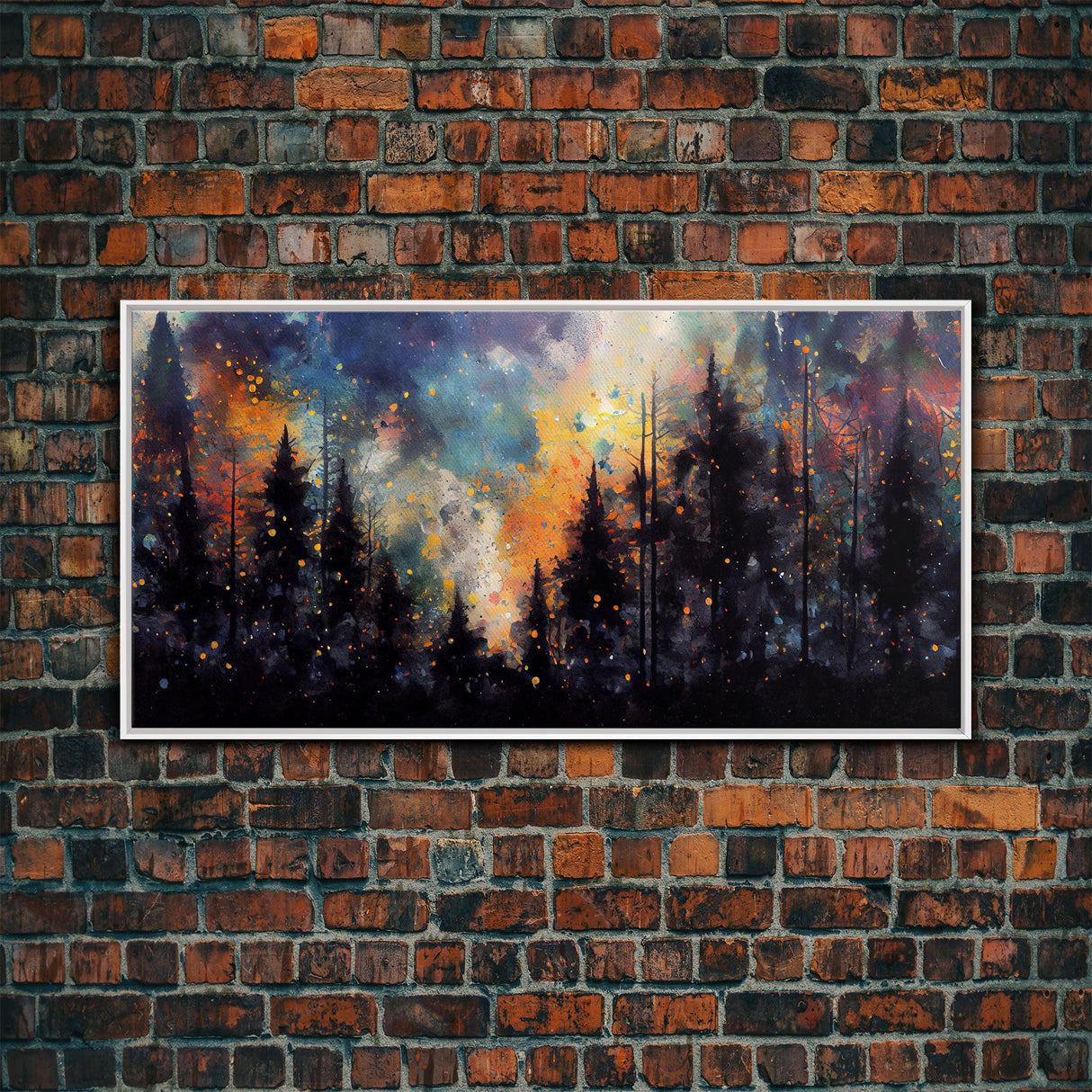 Forest Fire Abstract, Forest Landscape Wall Art, Framed Canvas Print, Pine Tree Canvas, Pine Tree Artwork, Pine Tree Canvas Art, Wall Decor