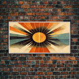 Abstract Midcentury Modern Sunburst, Canvas Print, Art Deco Style wall art, sun with sun rays, sun burst, boho style, ready to hang