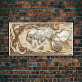 Abstract fantasy world map, canvas print, middle earth style, wall art for nerds like me