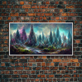 Trippy wall art canvas print, psychedelic wall art, Panoramic nature landscape wall art, fantasy art