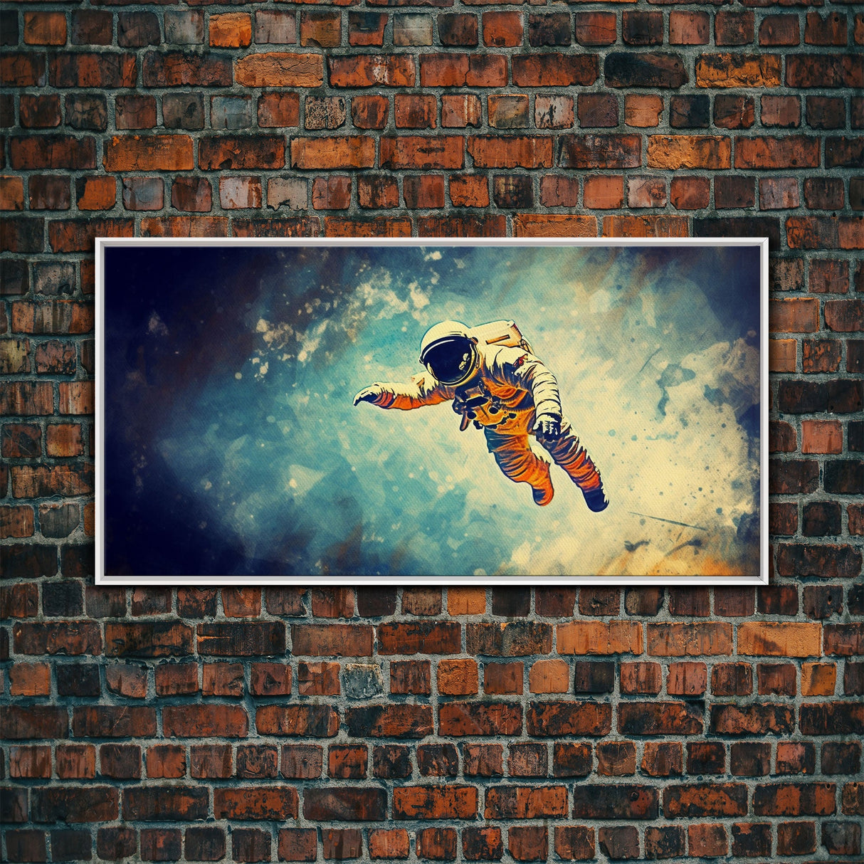 Astronaut In Space Wall Decor, Galaxy Wall Art, Outer Space Wall Art, Panoramic Wall Decor, Canvas Print, Wall Art, Framed Canvas Art