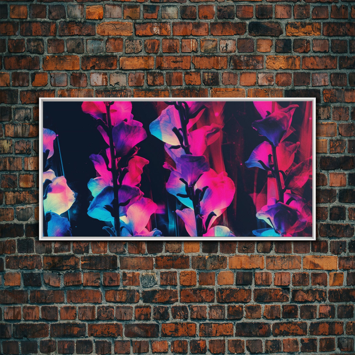 Abstract Flowers Wall Decor, Floral Wall Art, Nature Print, Panoramic Wall Decor, Canvas Print, Wall Art, Framed Canvas Art