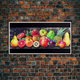 Fruits Wall Art, Food Wall Decor, Kitchen Wall Art, Panoramic Wall Decor, Canvas Print, Wall Art, Framed Canvas Art, Farmhouse Wall Decor,