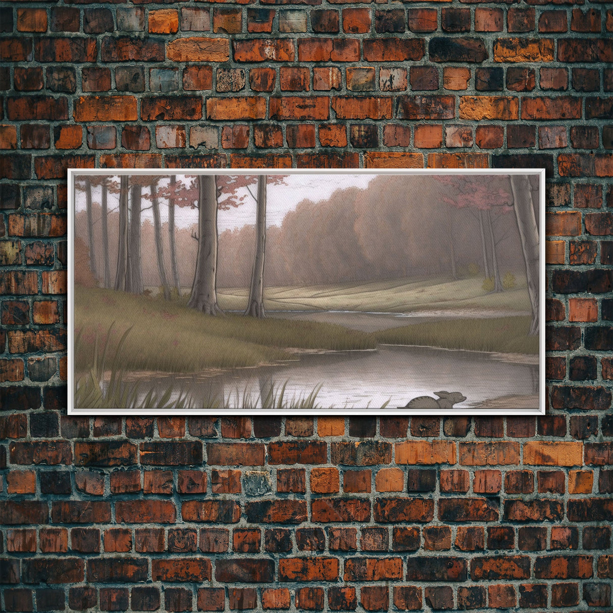 Pond Wall Art, Landscape Wall Decor, Trees Wall Art, Nature Wall Decor, Panoramic Wall Decor, Canvas Print, Wall Art, Framed Canvas Art