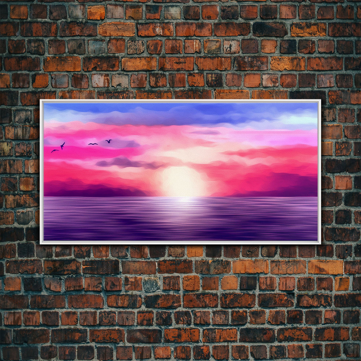 Ocean Sunset Wall Decor, Purple Sunset, Seascape Art, Nature Wall Decor, Panoramic Wall Decor, Canvas Print, Wall Art, Framed Canvas Art