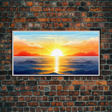 Sunset Painting Wall Decor, Ocean Art, Seascape Wall Decor, Nature Print, Panoramic Wall Decor, Canvas Print, Wall Art, Framed Canvas Art