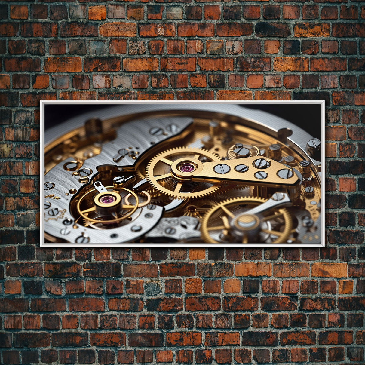 Clock Wall Decor, Watch Mechanism Wall Art, Watch Gears Wall Art, Panoramic Wall Decor, Canvas Print, Wall Art, Framed Canvas Art