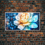 Mosaic Water Lily Wall Art, Flower Art Print, Nature Wall Decor, Panoramic Wall Decor, Canvas Print, Wall Art, Framed Canvas Art