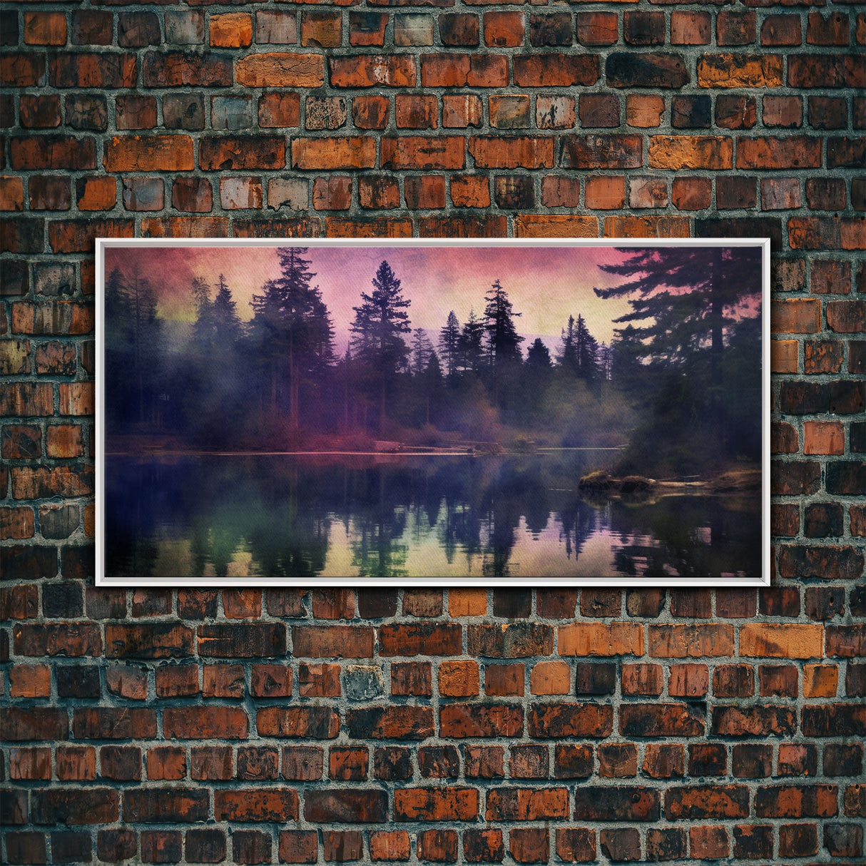 Foggy Landscape Wall Art, Reflection River Wall Decor, Misty Lake Art, Panoramic Wall Decor, Canvas Print, Wall Art, Framed Canvas Art