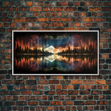 Vibrant Landscape Wall Art, Reflection Wall Decor, Abstract Art Print, Panoramic Wall Decor, Canvas Print, Wall Art, Framed Canvas Art