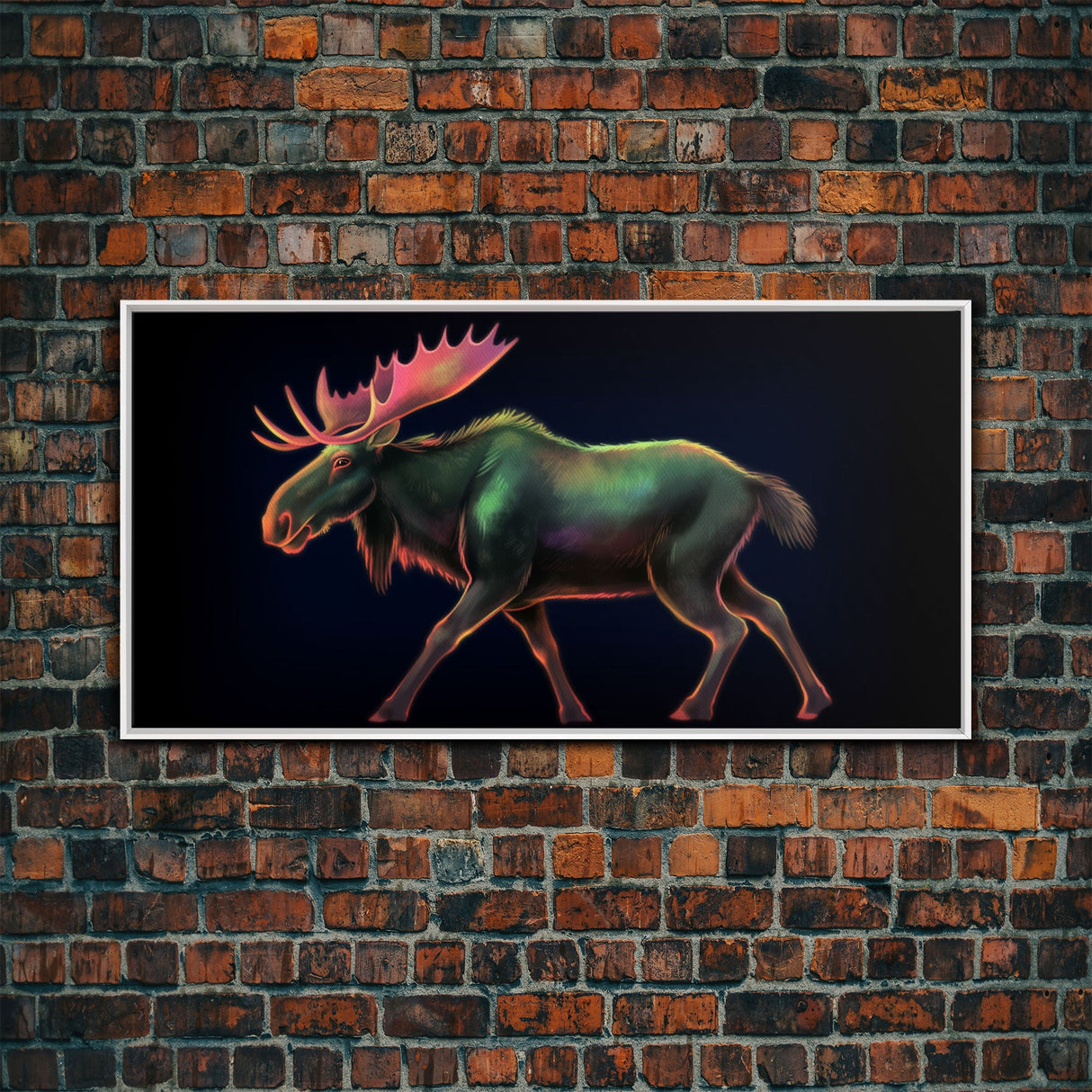 Abstract Moose Wall Art, Animal Art Print, Nature, Minimalist Wall Art, Panoramic Wall Decor, Canvas Print, Wall Art, Framed Canvas Art