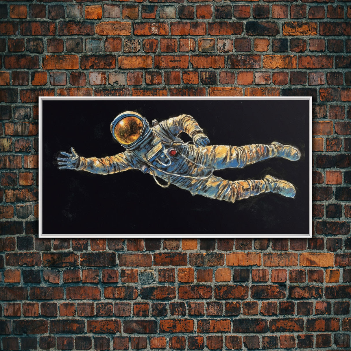 Astronaut Wall Decor, Space Suit Wall Art, Minimalist Wall Art, Panoramic Wall Decor, Canvas Print, Wall Art, Framed Canvas Art