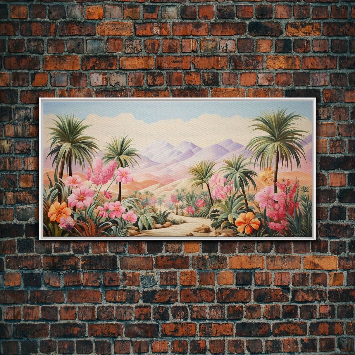 Flower Wall Art, Desert Landscape Wall Art, Mountain Art, Palm Trees Art, Tropical Art, Panoramic Art, Wall Art, Canvas Art, Landscape Art