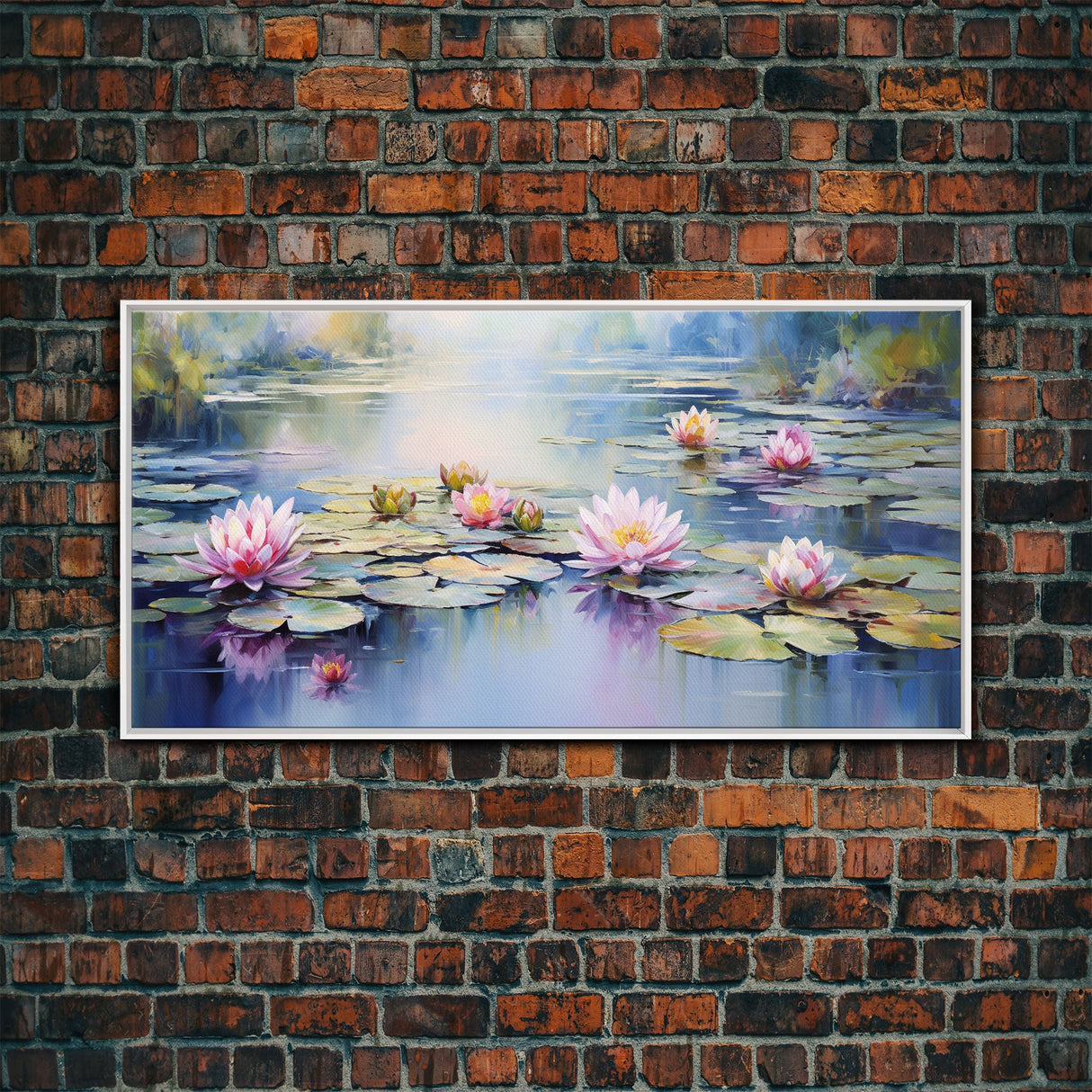 Lake Wall Art, Lotus Wall Art, Lily Pads Art, Panoramic Art, Wall Art, Canvas Art, Landscape Art, Going Away Gift, Office Wall Art, RV Decor