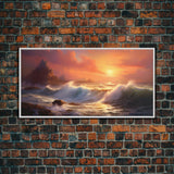 Seascape Art, Cliffs of Scottland, Framed Canvas Print, Landscape Painting, Seascape Painting, Beach Wall Art, Coastal Wall Art, Modern Art