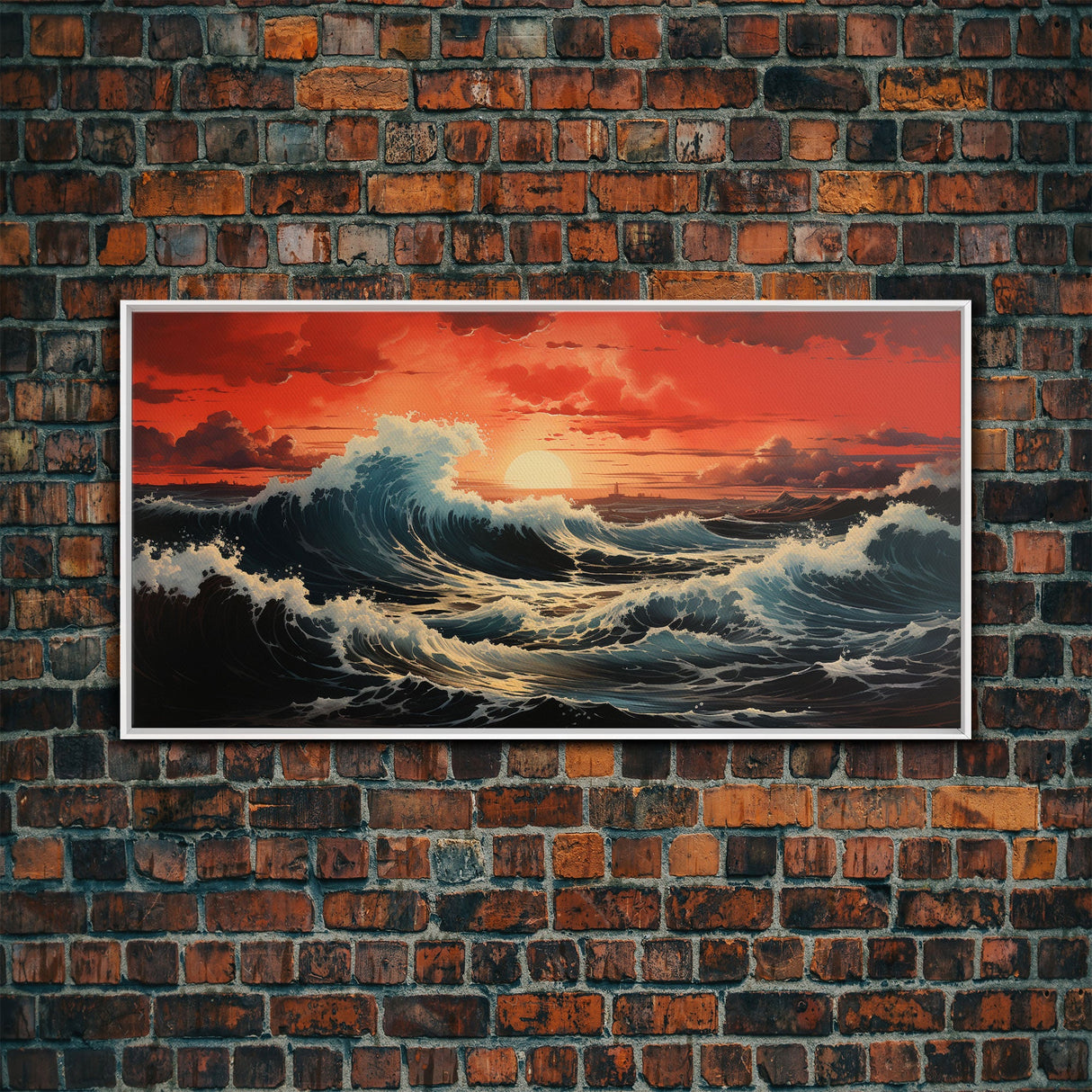 Sunset Wall Art, Ocean Art Print, Seascape Wall Art, Panoramic Art, Wall Art, Canvas Art, Landscape Art, Wedding Gift, Apartment Wall Art